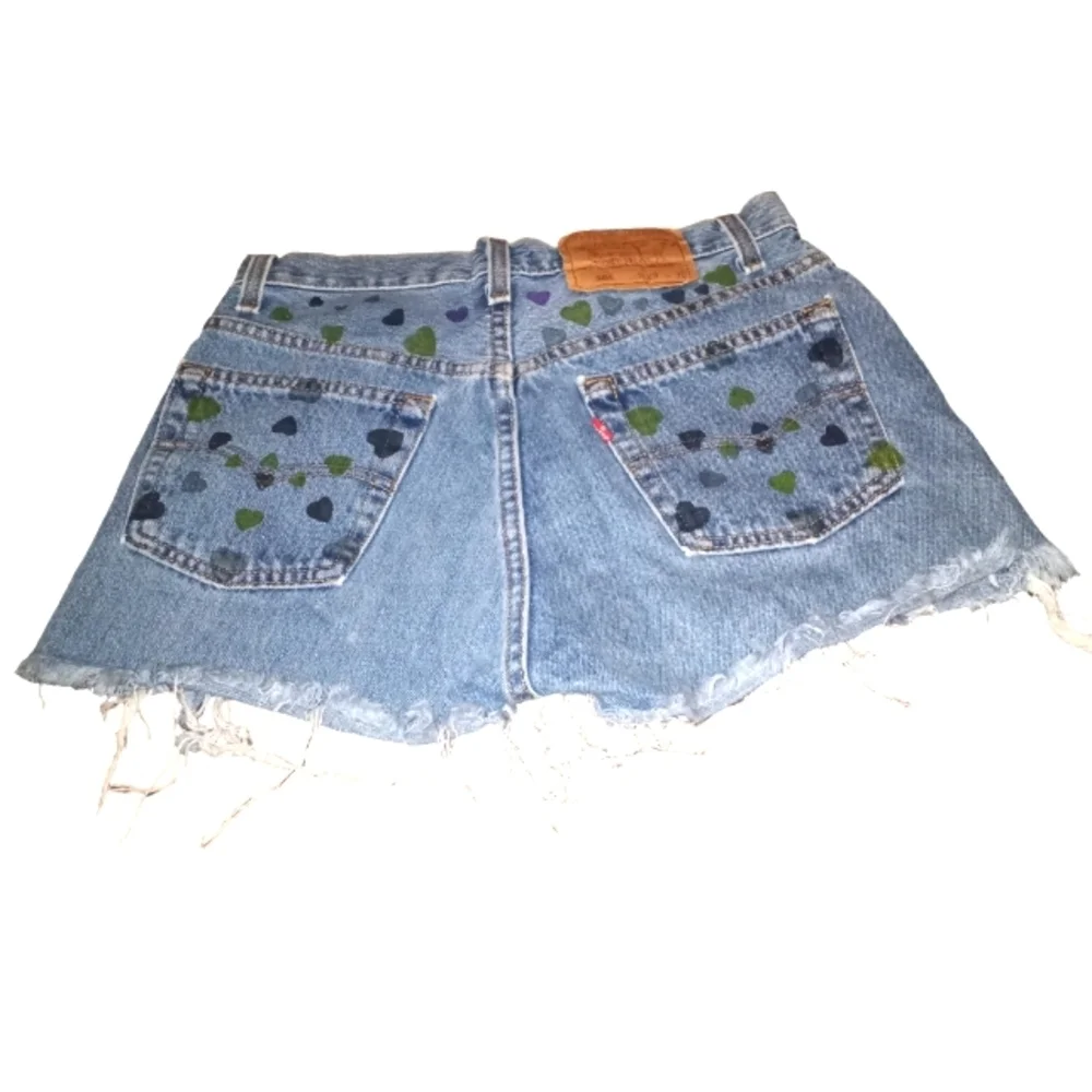 Levi's upcycled raw hem distressed jean shorts